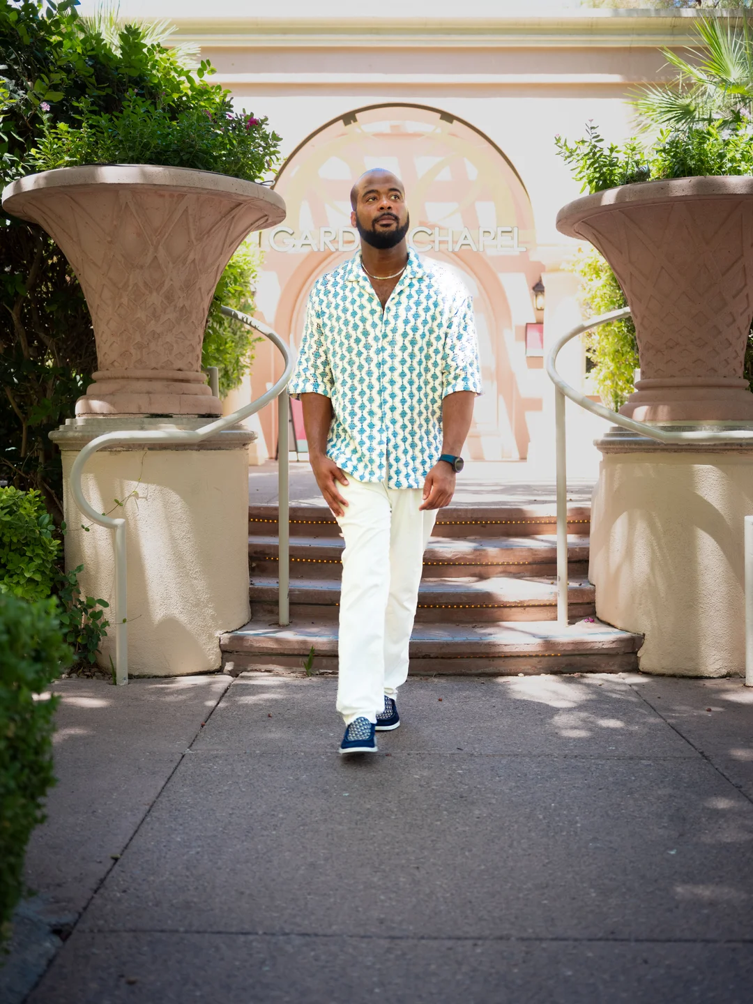 Ringba User Stories - Michael Walker walking through a garden